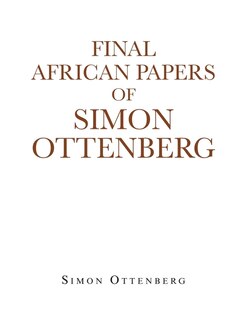 Front cover_Final African Papers of Simon Ottenberg