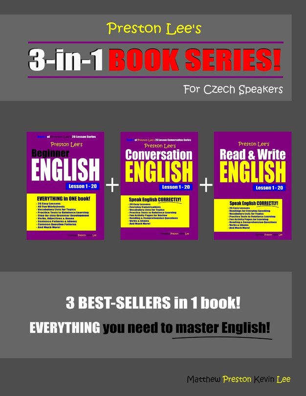 Front cover_Preston Lee's 3-in-1 Book Series! Beginner English, Conversation English & Read & Write English Lesson 1 - 20 For Czech Speakers