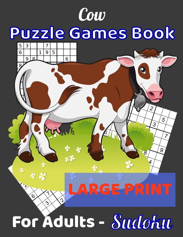 Front cover_Cow Puzzle Games Book For Adults - Sudoku Large Print