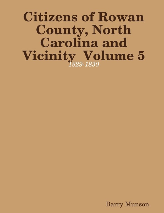 Front cover_Citizens of Rowan County, North Carolina and Vicinity Volume 5