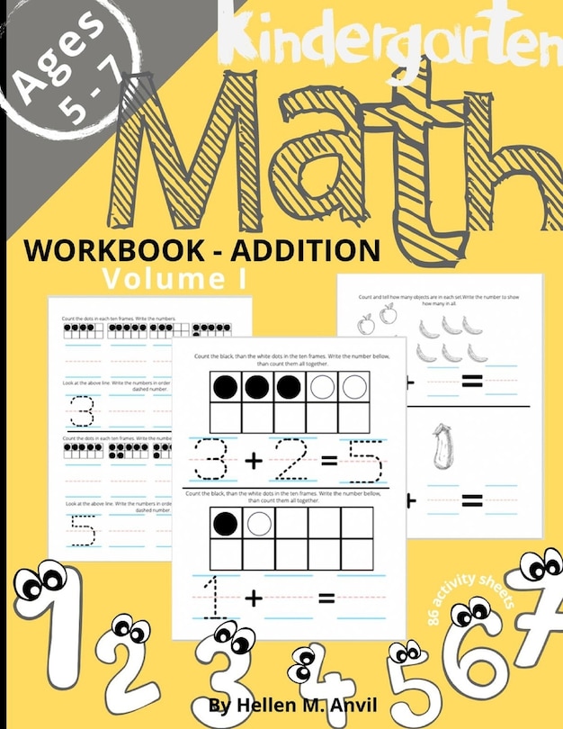 Front cover_Kindergarten Math Addition Workbook Age 5-7