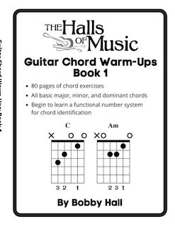 Front cover_The Halls of Music Chord Warmups for Guitar Book 1