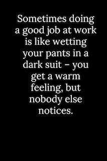 Front cover_Sometimes doing a good job at work is like wetting your pants in a dark suit - you get a warm feeling, but nobody else notices.