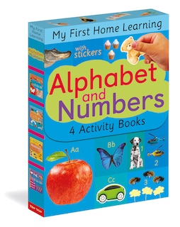 Front cover_Alphabet and Numbers: 4 Activity Book Boxed Set with Stickers