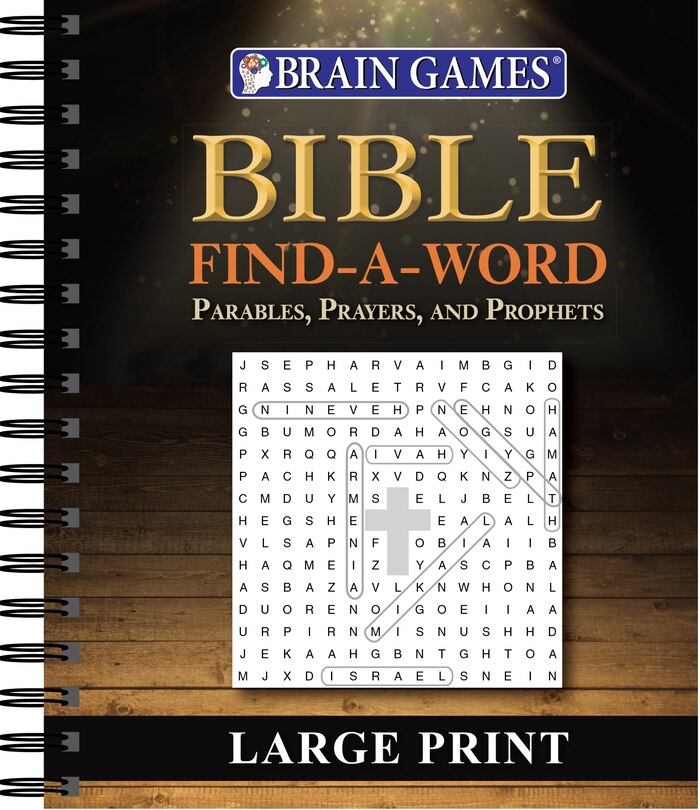 Front cover_Brain Games - Bible Find a Word: Parables, Prayers, and Prophets - Large Print