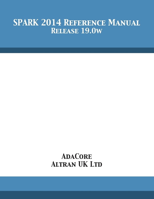 Couverture_SPARK 2014 Reference Manual