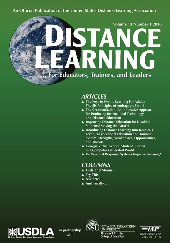 Front cover_Distance Learning Vol 13 Issue 1
