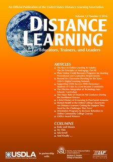 Front cover_Distance Learning Vol 13 Issue 2