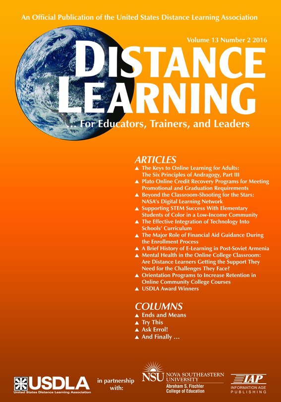 Front cover_Distance Learning Vol 13 Issue 2