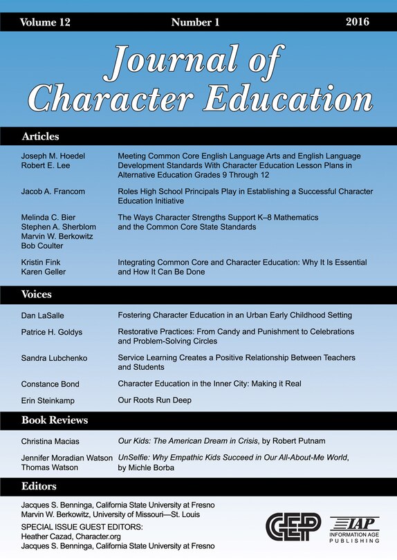 Front cover_Journal of Character Education Vol 12 Issue 1