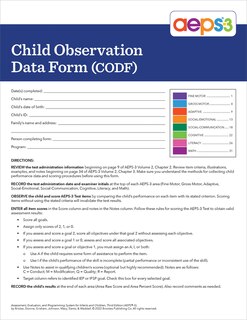 Couverture_AEPS -3 Child Observation Data Form