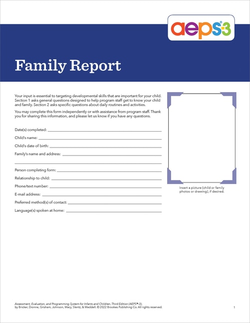 Front cover_Aeps -3 Family Report