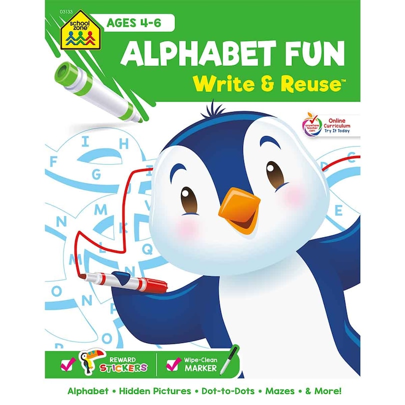 Couverture_School Zone Alphabet Fun Write & Reuse Workbook
