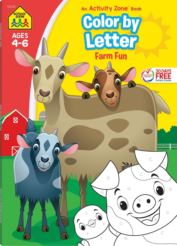 Front cover_School Zone Color by Letter Farm Fun Workbook