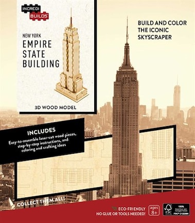 Incredibuilds: New York: Empire State Building 3d Wood Model: 3D Wood Model