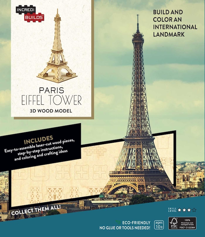 Incredibuilds: Paris: Eiffel Tower 3d Wood Model: 3D Wood Model