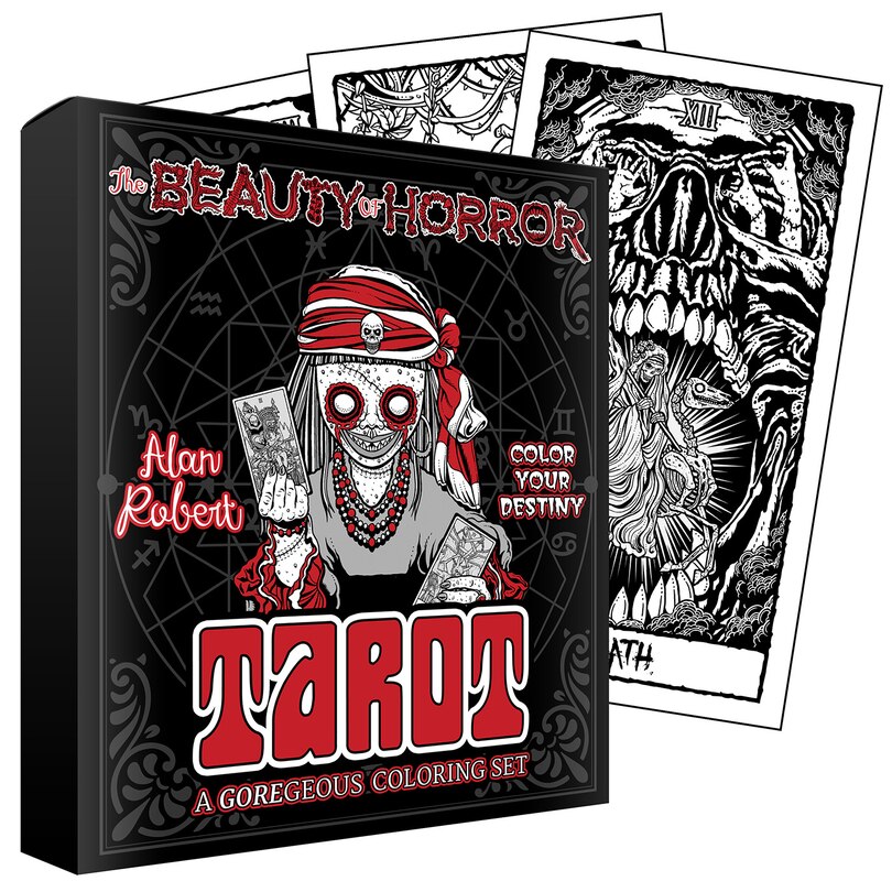 Front cover_The Beauty Of Horror: Color Your Destiny Tarot Deck