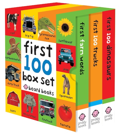 First 100 Box Set: Farm, Dino, Trucks