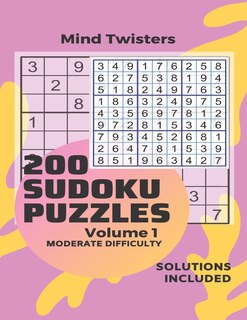 Couverture_200 Sudoku Puzzles - Mind Twisters - Moderate Difficulty - Solution Included - Volume 1