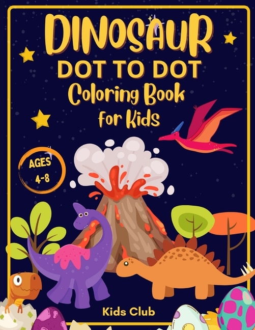 Front cover_Dinosaur Dot to Dot Coloring Book for Kids Ages 4-8