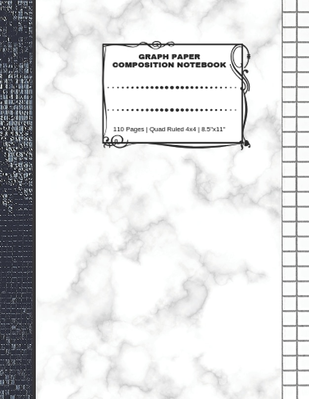 Graph Paper Composition Notebook: 110 Pages - Quad Ruled 4x4 - 8.5 x 11 Marble Large Notebook with Grid Paper - Math Notebook For Students