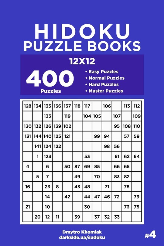 Couverture_Hidoku Puzzle Books - 400 Easy to Master Puzzles 12x12 (Volume 4)
