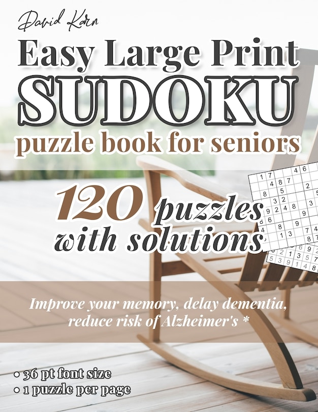 Front cover_David Karn Easy Large Print Sudoku Puzzle Book for Seniors