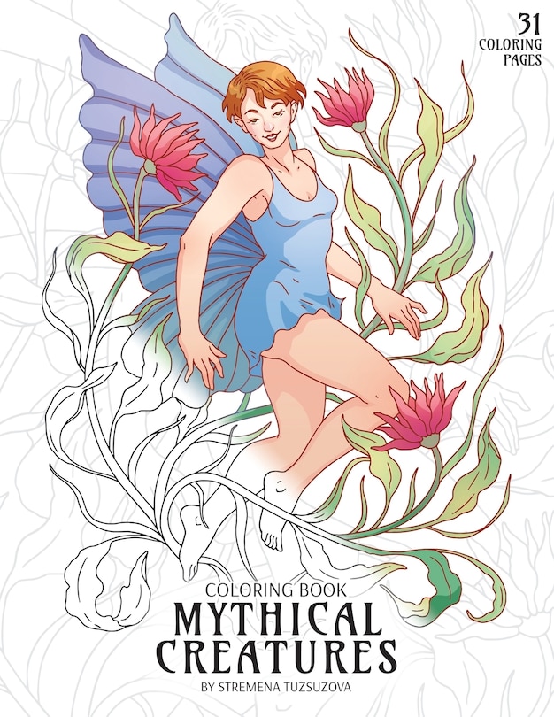 Front cover_Mythical Creatures Coloring Book