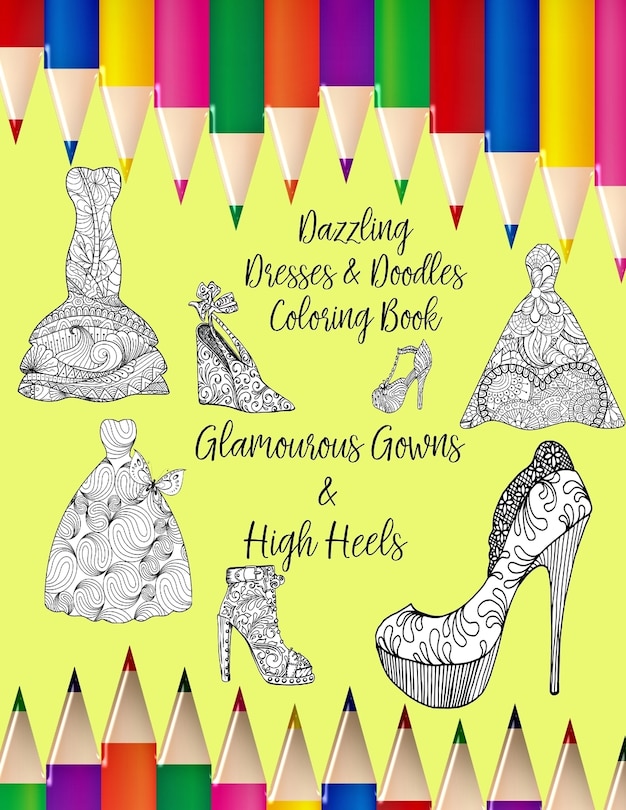 Front cover_Dazzling Dresses & Doodles Coloring Book
