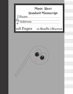 Couverture_Music Sheet Standard Manuscript -108 Pages 12 Staffs - Staves