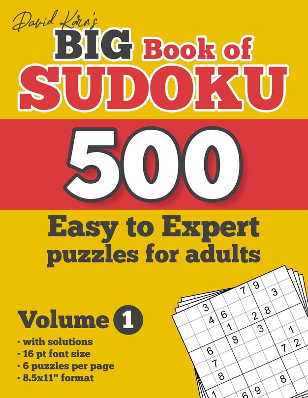 Front cover_David Karn's Big Book of Sudoku - 500 Easy to Expert puzzles for adults, Volume 1