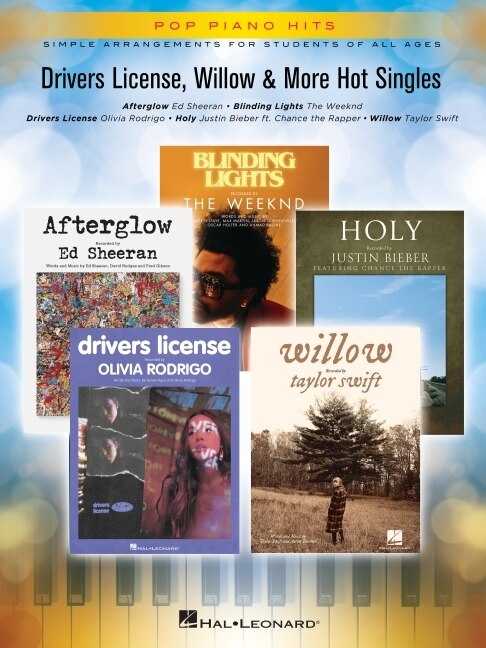 Front cover_Drivers License, Willow & More Hot Singles: Pop Piano Hits Series - Simple Arrangements for Students of All Ages