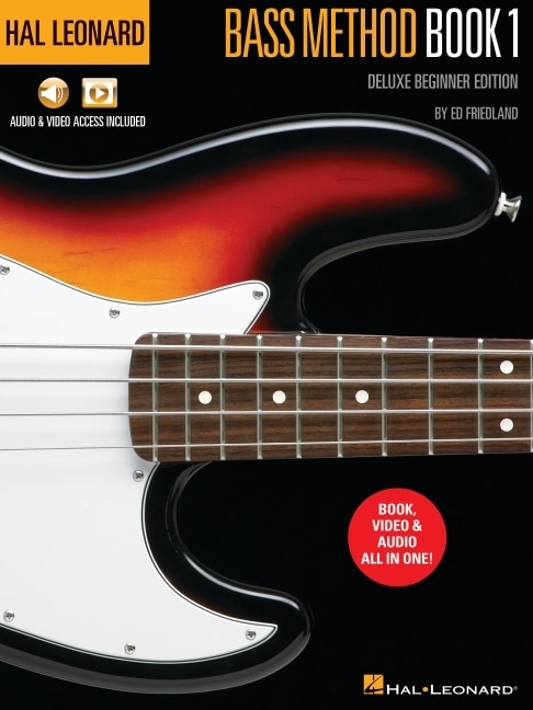 Front cover_Hal Leonard Bass Method Book 1 - Deluxe Beginner Edition with Access to Audio Examples and Video Lessons Online by Ed Friedland