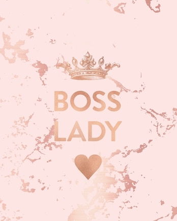 Boss Lady: Inspirational Quote Notebook, Trendy Pink Marble and Rose Gold - 8 x 10, 120 Wide Ruled Pages