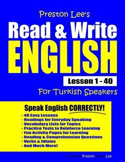 Front cover_Preston Lee's Read & Write English Lesson 1 - 40 For Turkish Speakers