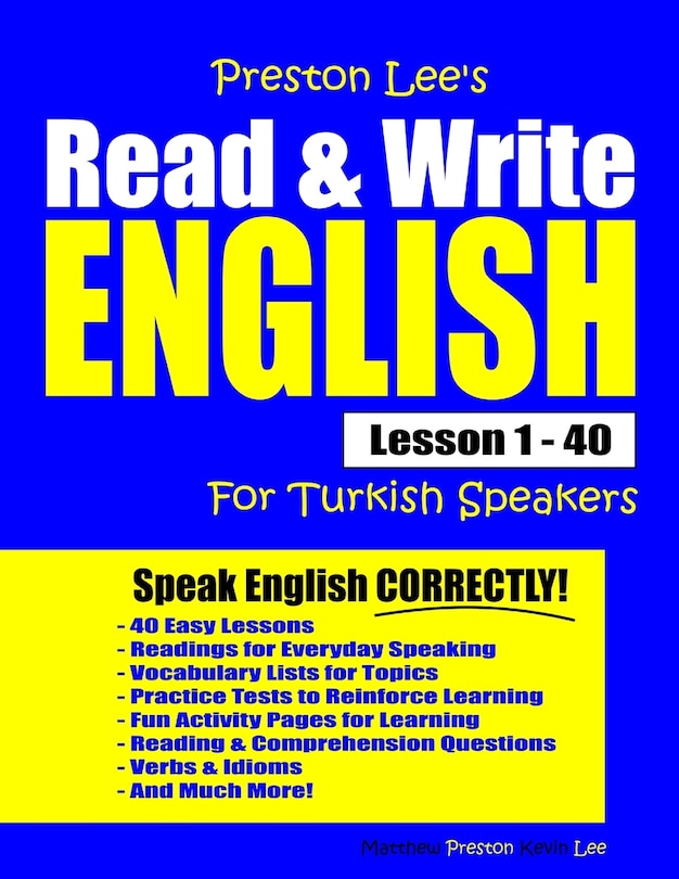 Front cover_Preston Lee's Read & Write English Lesson 1 - 40 For Turkish Speakers