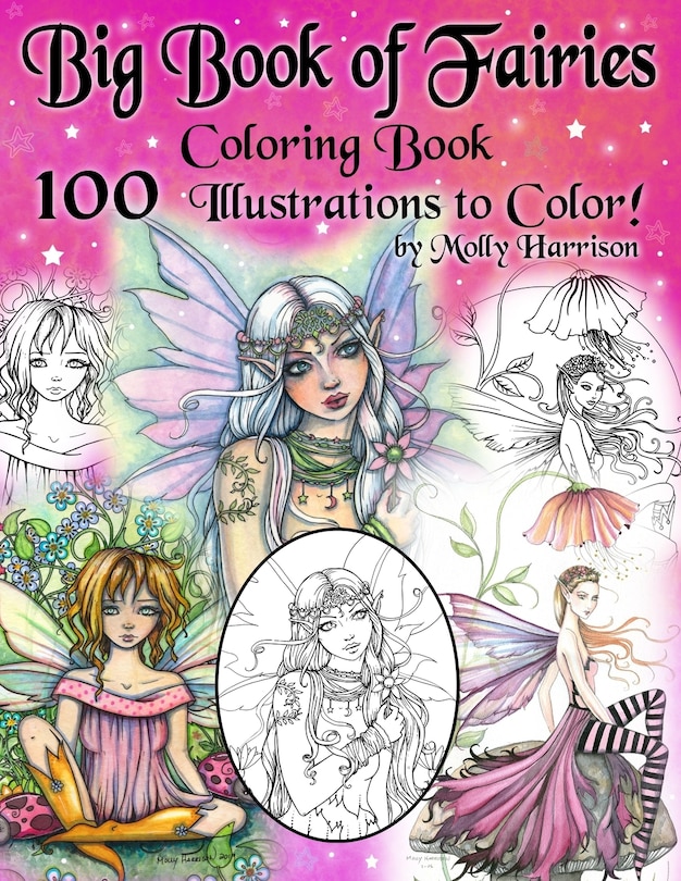 Big Book of Fairies Coloring Book - 100 Pages of Flower Fairies, Celestial Fairies, and Fairies with their Companions: 100 Line Art Illustrations to Color by Molly Harrison - Images from prior books compiled into one BIG BOOK!