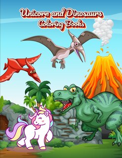 Front cover_Unicorn and Dinosaurs Coloring Books