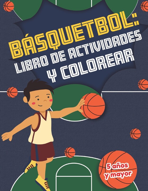 Front cover_Básquetbol libro de actividades y colorear 5 años y mayor