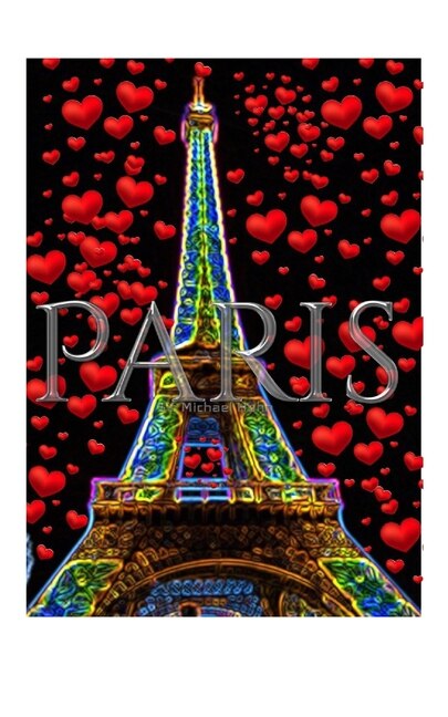 Couverture_Paris Neon  Red Hearts Eiffel Tower  Creative Blank   Journal Valentine's  Edition