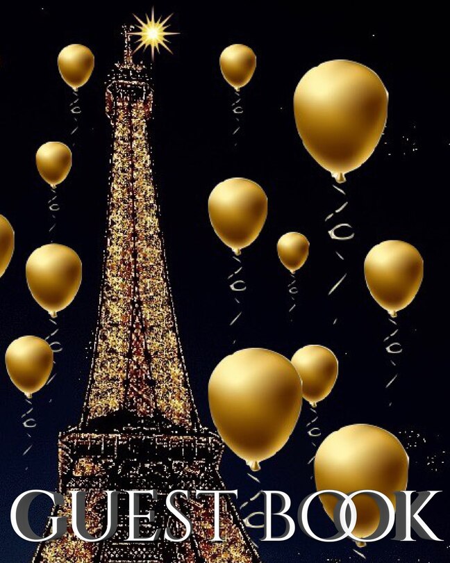 Eiffel Tower paris gold Ballon themed All occasion blank guest book paris gold Ballon themed