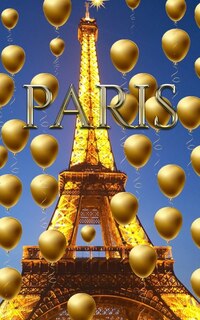 Paris Eiffel Tower Blue Sky  Gold Balloons  Blank Journal