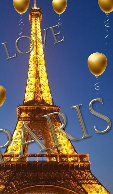 Couverture_Blue Sky  I Love Paris  Eiffel Tower Gold Ballon Creative Blank Journal