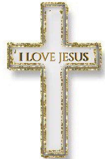 Front cover_I love jesus gold glitter cross blank journal