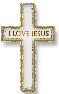 Front cover_I love jesus gold glitter cross blank journal