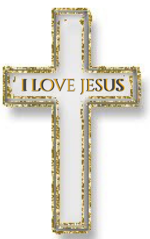 Front cover_I love jesus gold glitter cross blank journal