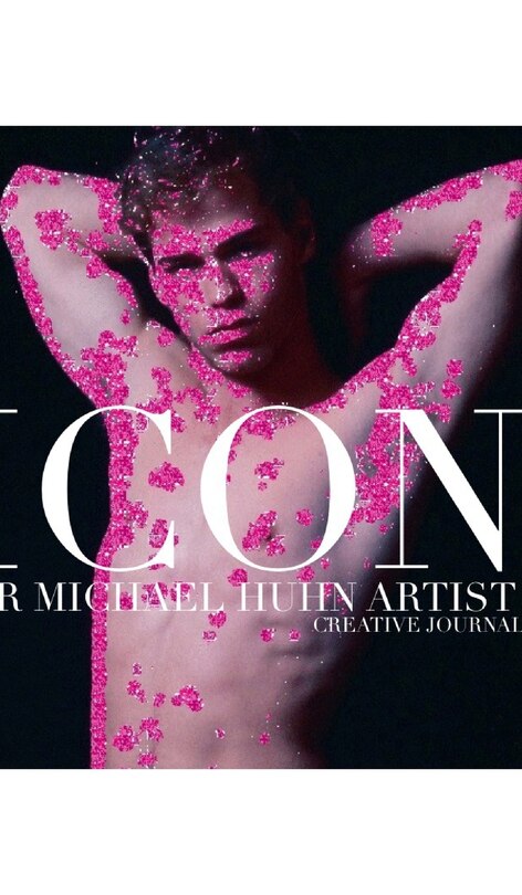Front cover_New York City ICON Sir Michael Huhn self portrait Artist glitter creative blank Journal