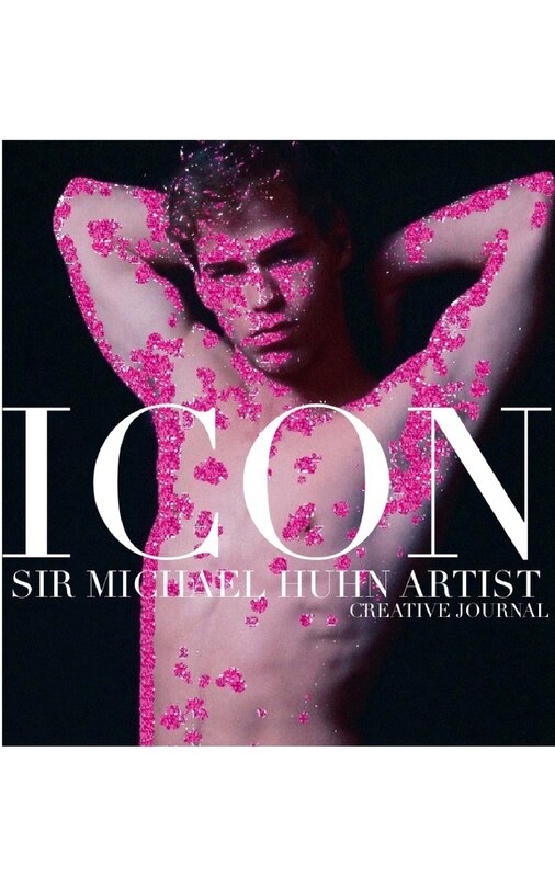 Front cover_New York City ICON Sir Michael Huhn self portrait Artist glitter creative blank Journal