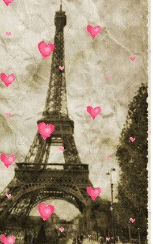 Couverture_paris Eiffel Tower pink hearts Vintage creative blank page journal