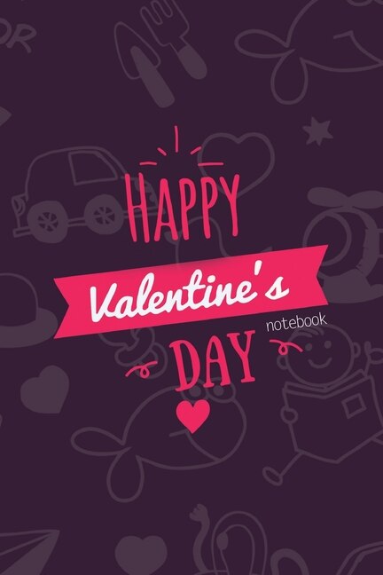 Happy Valentines Day Notebook, Blank Write-in Journal, Dotted Lines, Wide Ruled, Medium (a5) 6 X 9 In (purple)